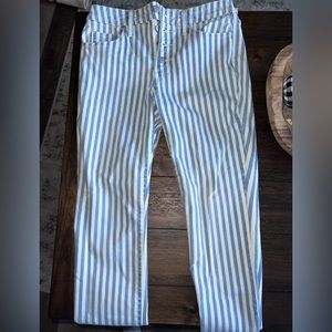 Blue and white striped pants